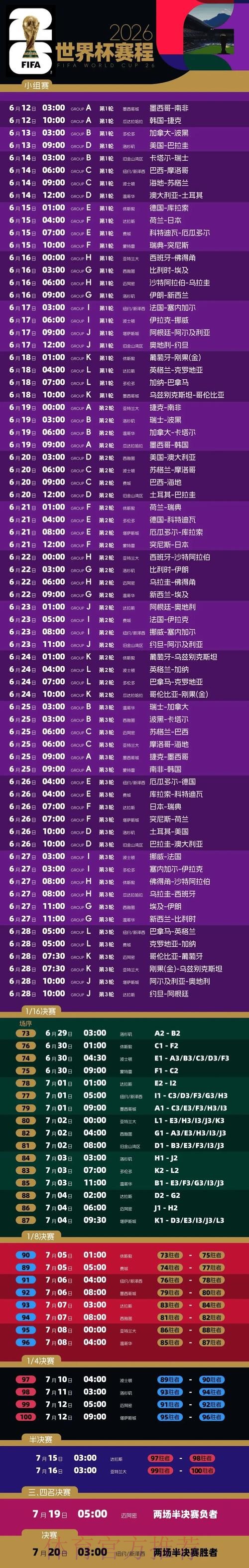 2026世界杯直播完整版实时赛程免费观看